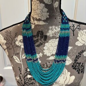 Elegant Blue and Green Beaded Necklace